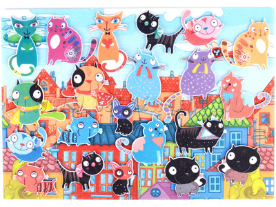 Городские коты с игровым полем (фетр) Городские коты с игровым полем (фетр)