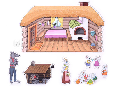 Набор магнитных карточек Волк и семеро козлят Набор магнитных карточек Волк и семеро козлят