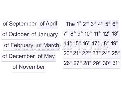 Набор магнитных карточек "Числительные" (цифры, EN) и "Месяцы" (фон белый, EN) Набор магнитных карточек "Числительные" (цифры, EN) и "Месяцы" (фон белый, EN)